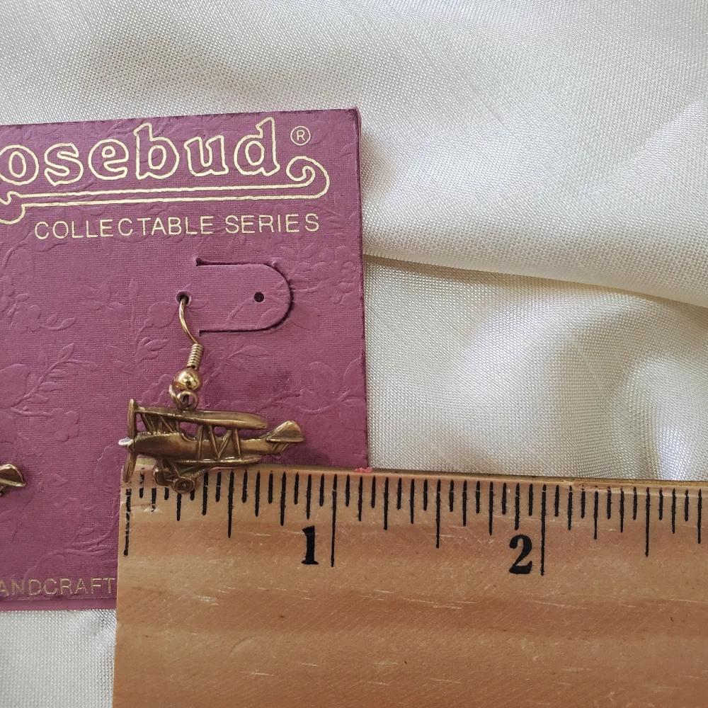Rosebud Gold Airplane Earrings